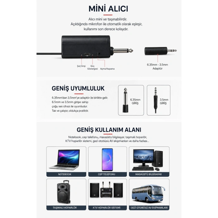 Jrl Wn-19 İkili Kablosuz Mikrofon Seti El Tipi Çiftli Mikrofon, Karaoke, Konferans ve Sahne