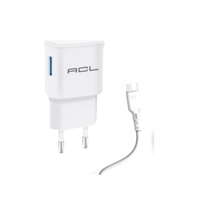 Acl A6 10W 2.1A Type-C Kablolu Beyaz Ev Şarj Adaptörü