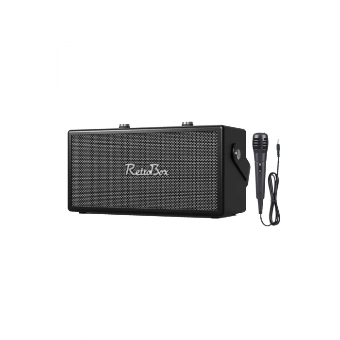 Acl Acs-19 Retro Müzik Kutusu Bluetooth 5.0 Hoparlör Kablolu Mikrofonlu Karaoke Destekli 20W Ses Sistemi