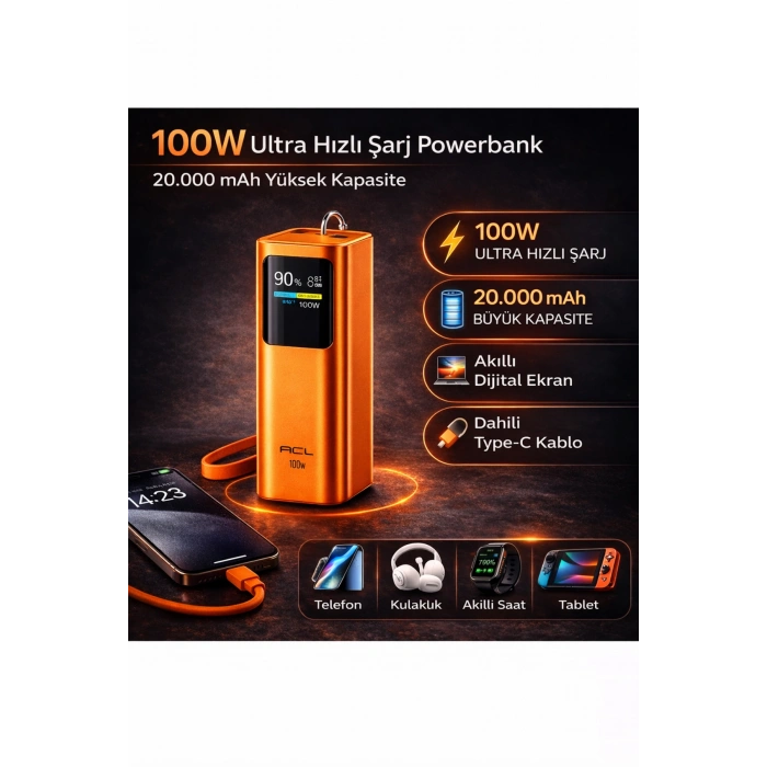 Acl PW-144 20000 mAh 100W Super Fast Laptop ve Telefon Uyumlu Powerbank
