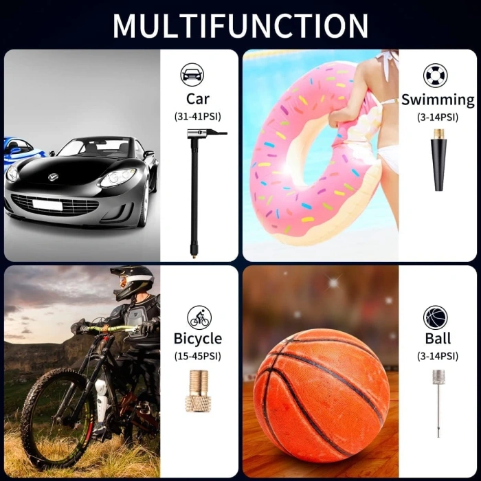 Auhma A5544 Dijital Ekranlı Kompresörlü Hava Pompası | 4000mAh Powerbank | LCD Ekran, LED Işık, Hızlı Şarj Özellikli