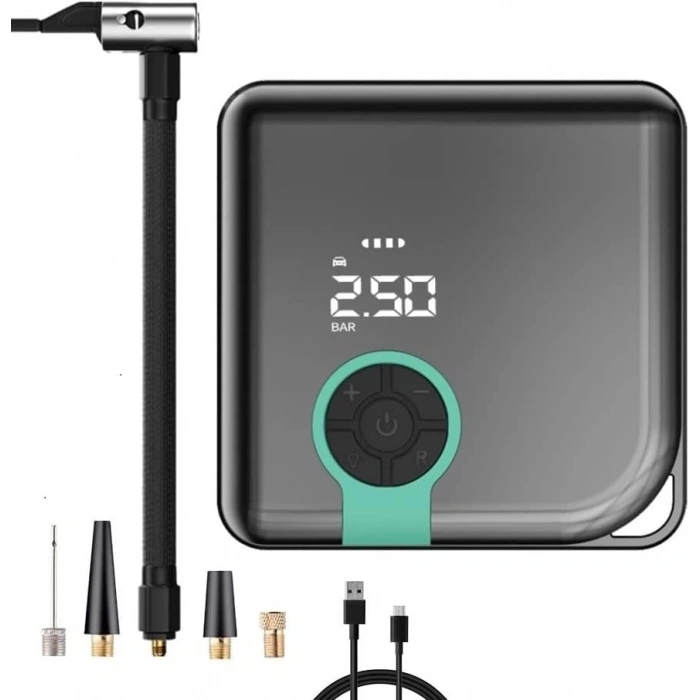 Auhma A5544 Dijital Ekranlı Kompresörlü Hava Pompası | 4000mAh Powerbank | LCD Ekran, LED Işık, Hızlı Şarj Özellikli