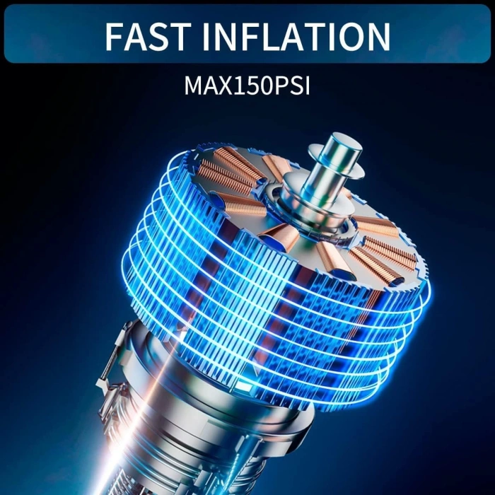 Auhma A5544 Dijital Ekranlı Kompresörlü Hava Pompası | 4000mAh Powerbank | LCD Ekran, LED Işık, Hızlı Şarj Özellikli