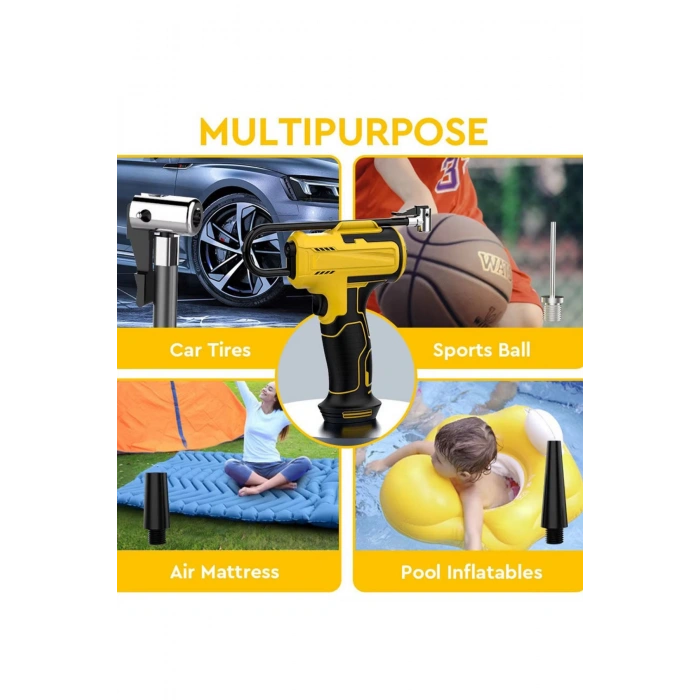 Auhma A6666  Dijital LCD Ekranlı 3600mAh Hava Kompresörü | Şişirme Pompası