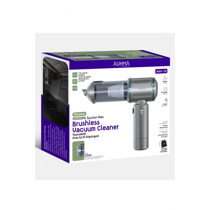 Auhma AHV-10 Kablosuz Taşınabilir Araç İçi El Süpürgesi | 15000PA Güçlü Vakum