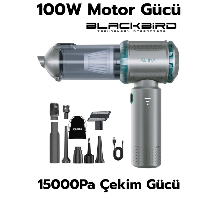Auhma AHV-10 Kablosuz Taşınabilir Araç İçi El Süpürgesi | 15000PA Güçlü Vakum