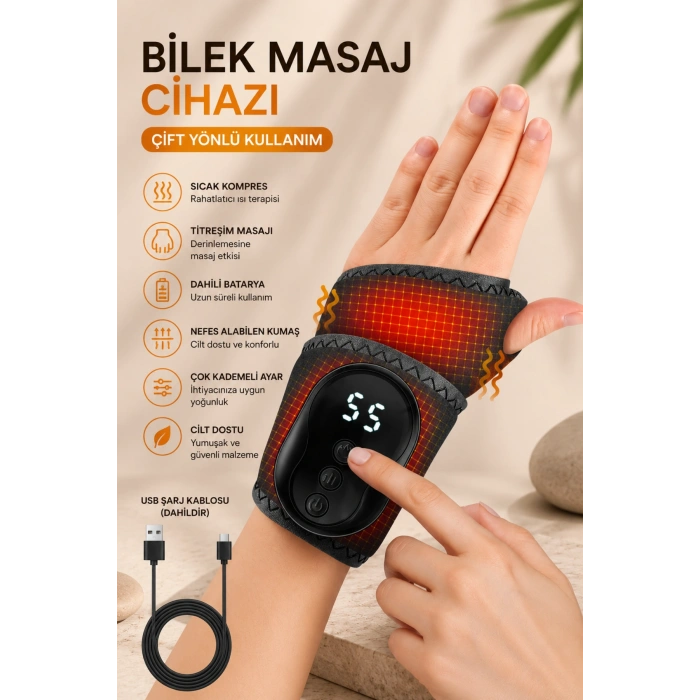 Auhma AMG40 Şarj edilebilir Akıllı Isıtmalı Masaj Aleti 3 Kademeli Titreşim & 5 Kademeli Isı Ayarlı Bileklik