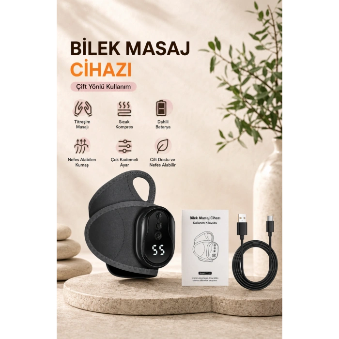 Auhma AMG40 Şarj edilebilir Akıllı Isıtmalı Masaj Aleti 3 Kademeli Titreşim & 5 Kademeli Isı Ayarlı Bileklik