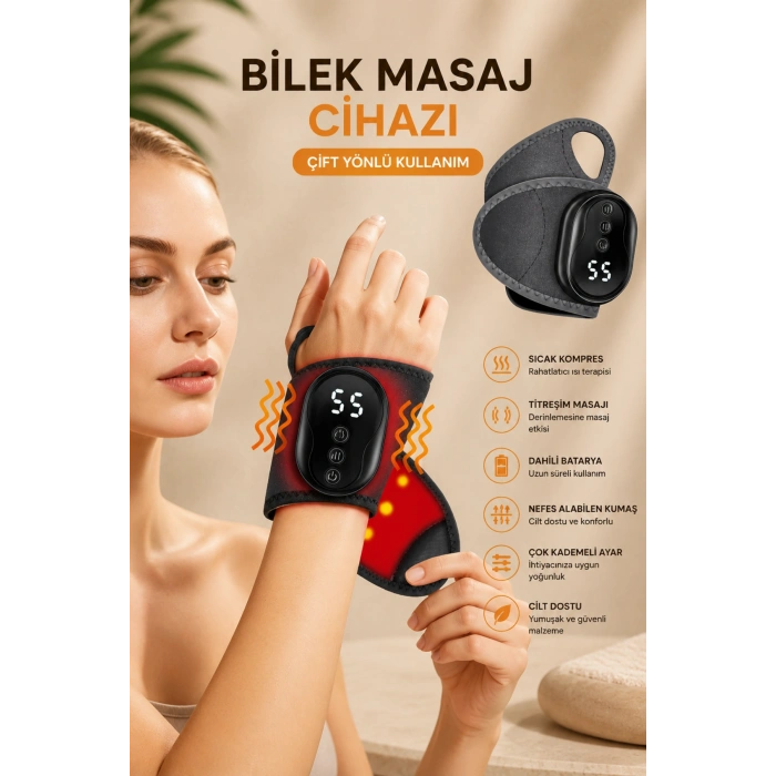 Auhma AMG40 Şarj edilebilir Akıllı Isıtmalı Masaj Aleti 3 Kademeli Titreşim & 5 Kademeli Isı Ayarlı Bileklik