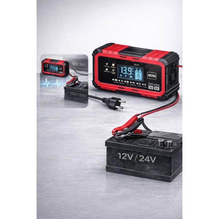 Auhma AOC22 Akü Şarj ve Onarım Cihazı - 12V 15A-24V 8A Otomatik Seçim Dijital Ekran