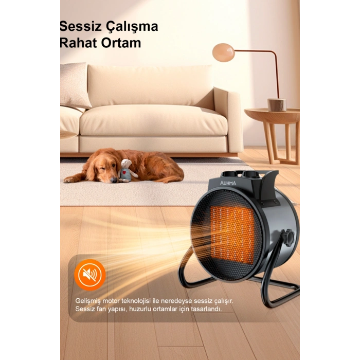 Auhma AT1H Yeşil 3000W PTC Elektrikli Isıtıcı Fan Termostatlı ve Güvenli Isıtma