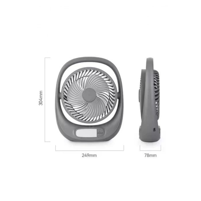 Auhma Aufn01 7 İnç Şarjlı Masaüstü Vantilatör LED Işıklı Sessiz 3 Kademeli