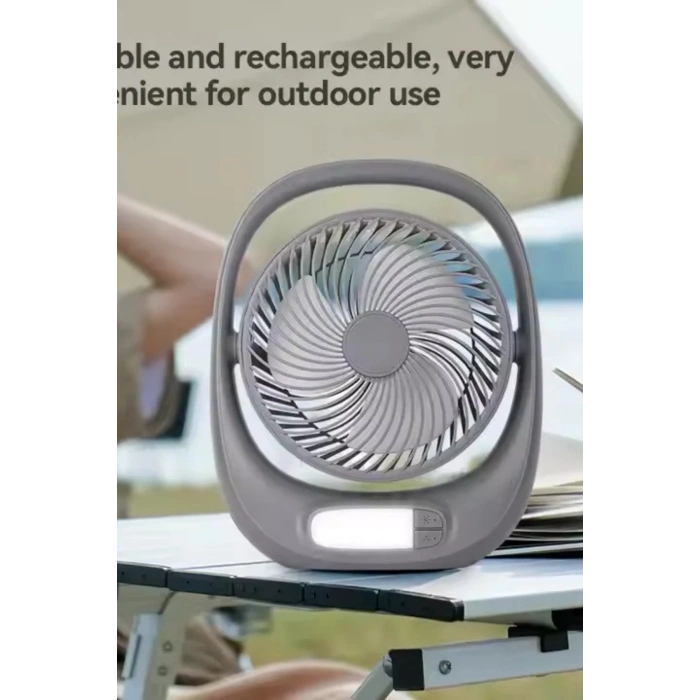 Auhma Aufn01 7 İnç Şarjlı Masaüstü Vantilatör LED Işıklı Sessiz 3 Kademeli