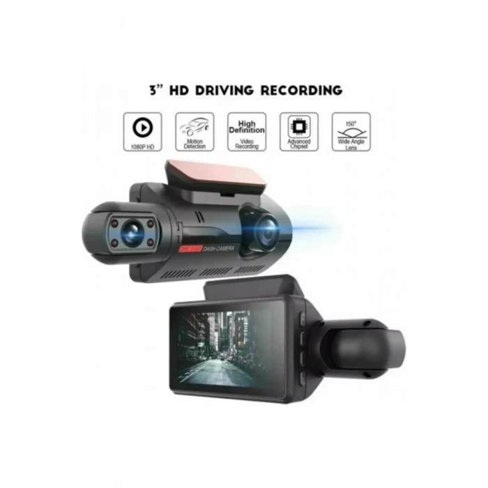 Blackbird A68 Çift Lensli Full HD 1080P Araç İçi Kamera  170 Geniş Açı, G-Sensör, 3 LCD, Döngü Kayıt