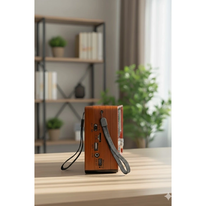 Blackbird Kahverengi Ktf-1647 Nostaljik Ahşap Görünümlü FM Radyo | USB/TF Kart MP3 El Feneri