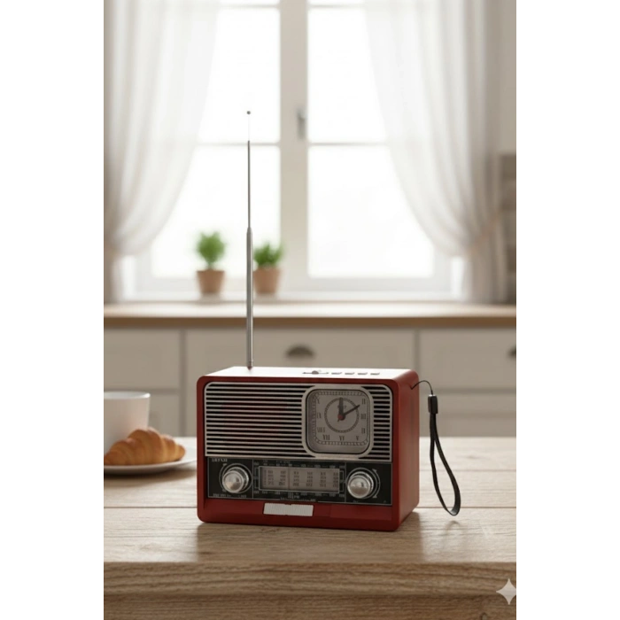 Blackbird Kahverengi Ktf-1647 Nostaljik Ahşap Görünümlü FM Radyo | USB/TF Kart MP3 El Feneri