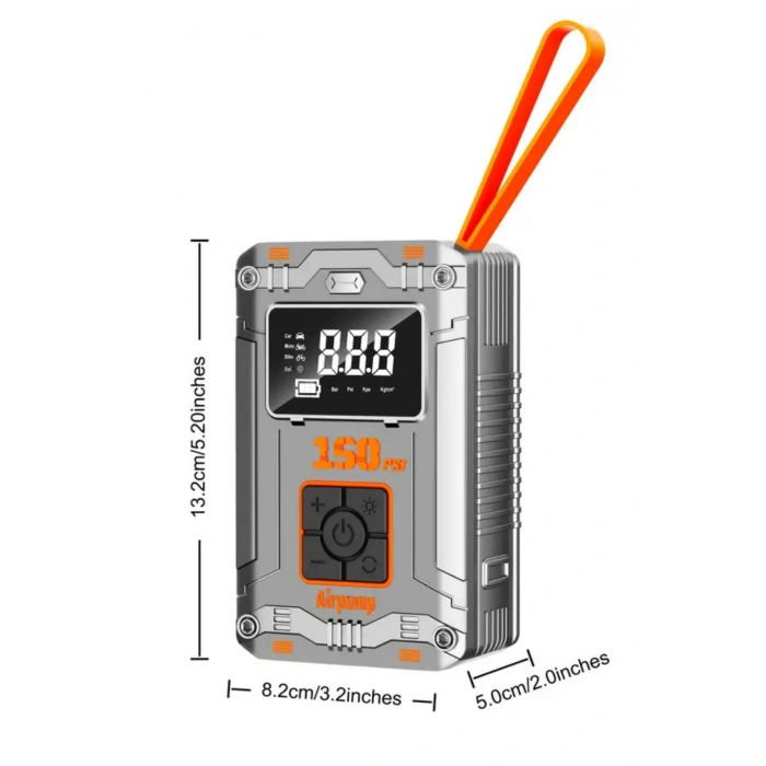 Blackbird MC6619 Dijital Ekranlı Taşınabilir Kablosuz Lastik Şişirme Pompası Powerbank, SOS Işığı, LED Fener, Otomatik Basınç Ayarı