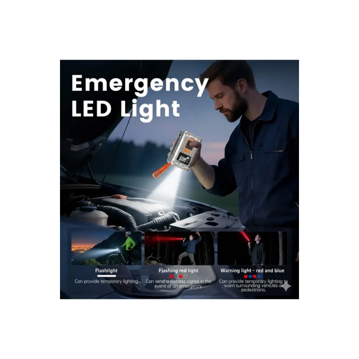 Blackbird MC6619 Dijital Ekranlı Taşınabilir Kablosuz Lastik Şişirme Pompası Powerbank, SOS Işığı, LED Fener, Otomatik Basınç Ayarı