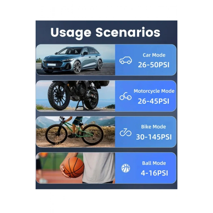 Blackbird MC6619 Dijital Ekranlı Taşınabilir Kablosuz Lastik Şişirme Pompası Powerbank, SOS Işığı, LED Fener, Otomatik Basınç Ayarı