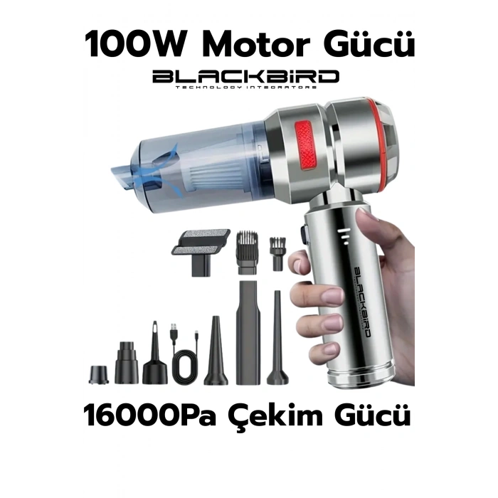 Blackbird MK-5801 16000PA Kablosuz Araç Süpürgesi | 3 Kademeli Güç | Şarjlı El Süpürgesi