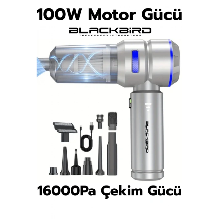 Blackbird MK-5803 16000PA Kablosuz Araç Süpürgesi | 3 Kademeli Güç | Şarjlı El Süpürgesi