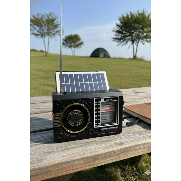 Blackbird Siyah Ktf-1481 Güneş Enerjili Fenerli  Taşınabilir Radyo Usb/Tf Kart Destekli - Kamp Işıklı