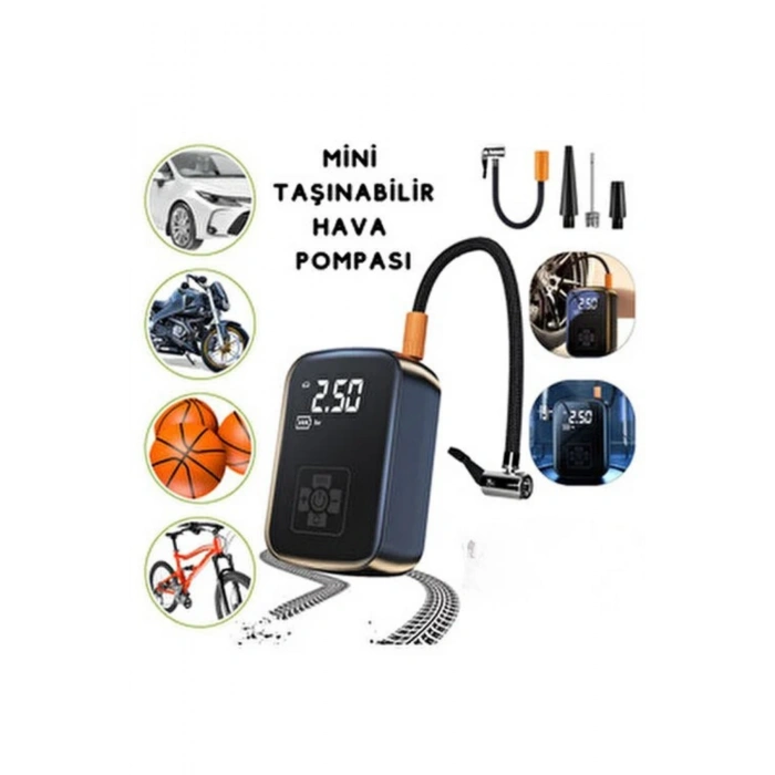 Blackbird WY-006 Taşınabilir Akıllı Kablosuz Hava Kompresörü - Dijital Ekranlı Şarj Edilebilir Lastik Şişirme Pompası (150 PSI)