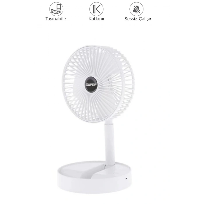 Blic BFN11 Beyaz Şarjlı Katlanılabilir Mini Fan Masa Üstü Vantilatörü Soğutucu Sessiz El Fanı