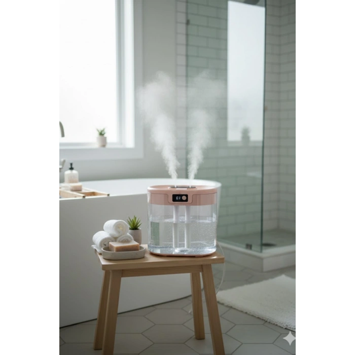 Blic Bhw-13 Pembe Digital Çift Sprey Hava Nemlendirici 1.5 Litre Kapasiteli, Ultrasonik Soğuk Buhar Makinesi ve Gece Lambası