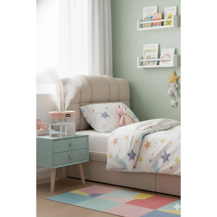 Blic Bhw-13 Pembe Digital Çift Sprey Hava Nemlendirici 1.5 Litre Kapasiteli, Ultrasonik Soğuk Buhar Makinesi ve Gece Lambası