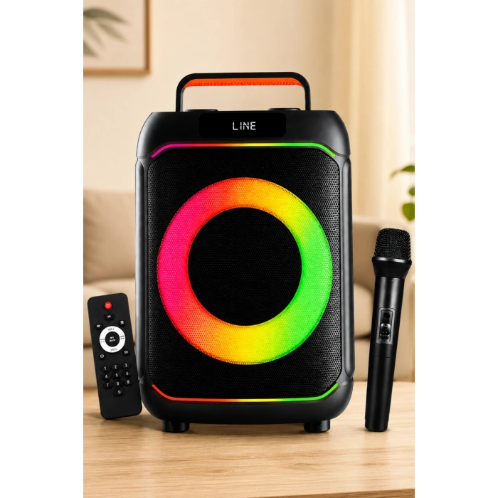 Blic BLS-80 30W Kablosuz Bluetooth Hoparlör  8 İnc LED Işıklı Karaoke  Parti Hoparlörü