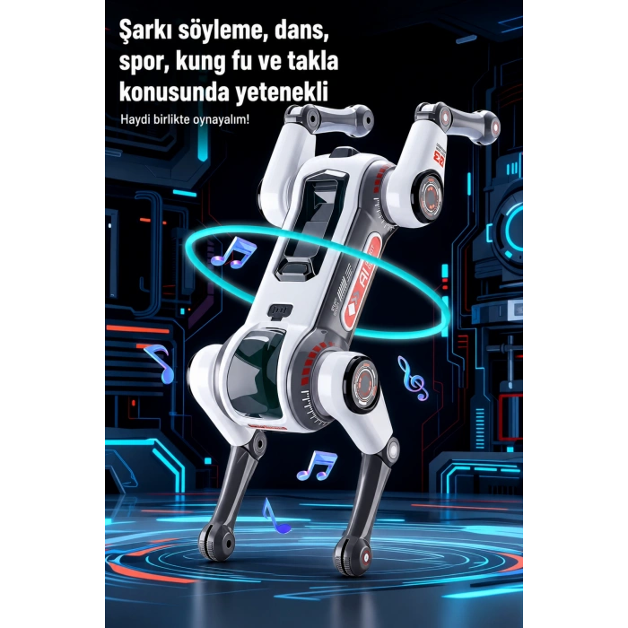 Blic BRB1 Akıllı Robot Köpek 2.4GHz Uzaktan Kumandalı Sesli Komutlu RGB Işıklı ve Akrobatik Eğitici