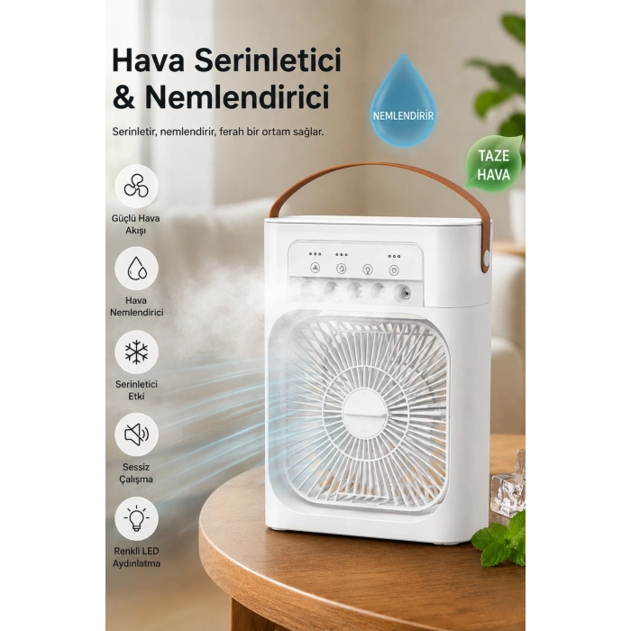 Blic BWFN10 Beyaz Sulu Fan Masa Üstü Mini Klima Vantilatör Nemlendiricili Soğutucu Fan 600ML