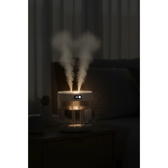 Blic G15 Digital Çift Sprey Hava Nemlendirici 1.5 Litre Kapasiteli, Ultrasonik Soğuk Buhar Makinesi ve Gece Lambası