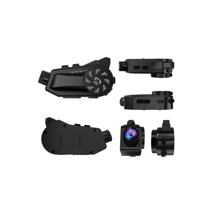 BT68 1080P Geniş Açılı Kameralı  Motosiklet Kask Kulaklığı 3000mAh Bataryalı Bluetooth