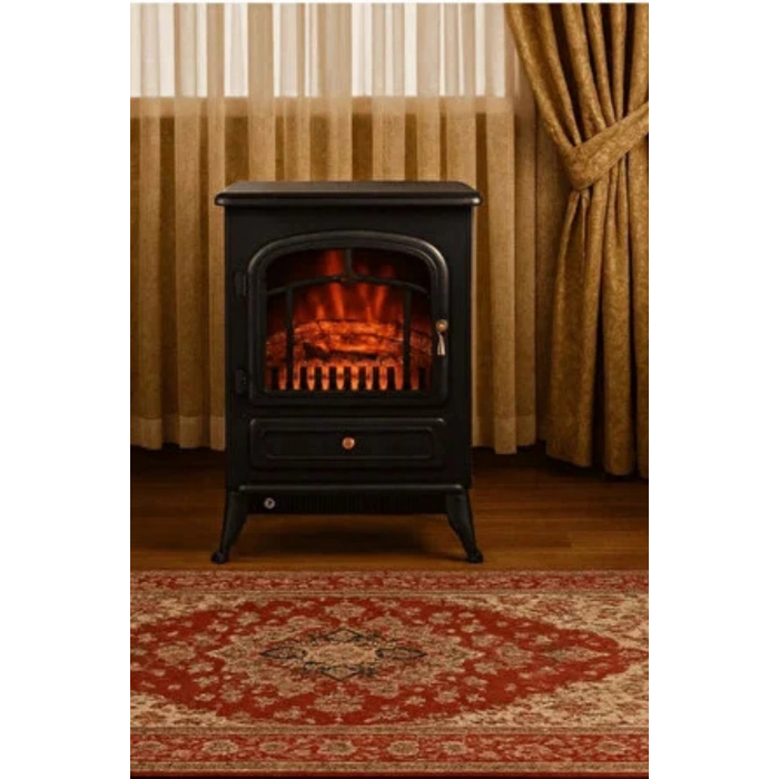 Carboon ND-180 1850W Elektrikli Şömine Soba | Ayaklı Dekoratif Isıtıcı & Alev Efekti