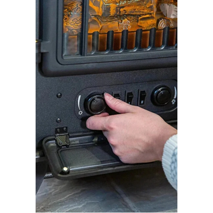 Carboon ND-180 1850W Elektrikli Şömine Soba | Ayaklı Dekoratif Isıtıcı & Alev Efekti