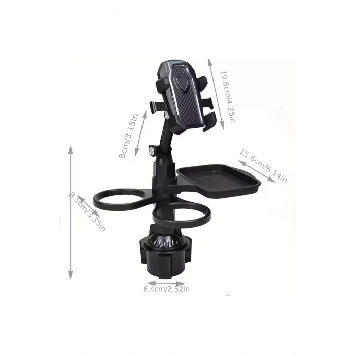 Çok Fonksiyonlu Araç İçi Bardak Tutucu & Telefon Standı - Ayarlanabilir Küçük Yemek Tepsisi CZ-94240