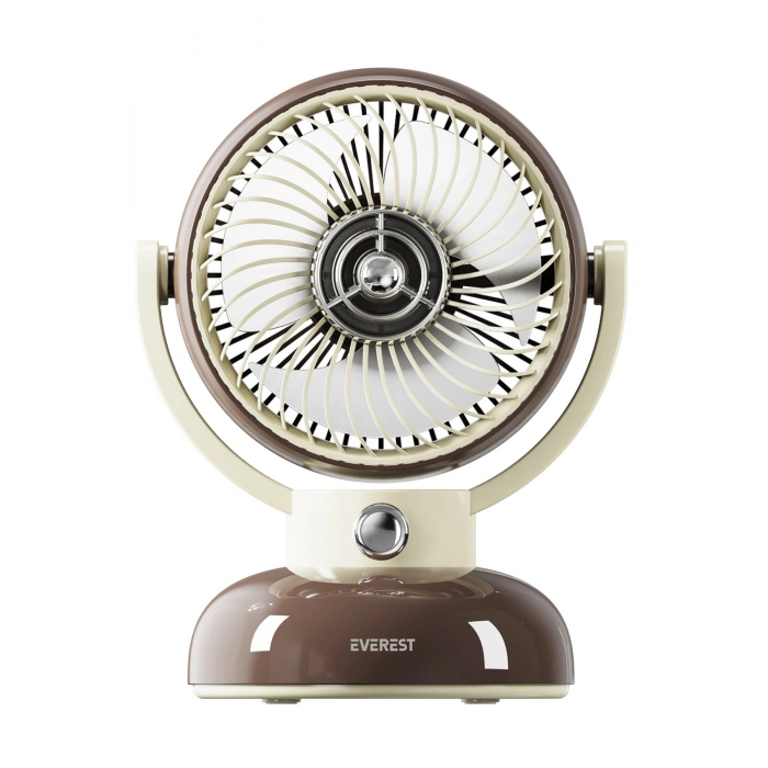 Everest EFN12 Kahve 1200mAh 3 Hız Kademe Led Işıklı Retro Masaüstü Usb Fan