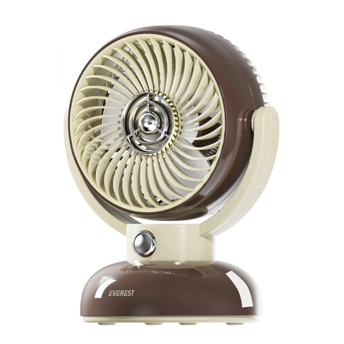 Everest EFN12 Kahve 1200mAh 3 Hız Kademe Led Işıklı Retro Masaüstü Usb Fan