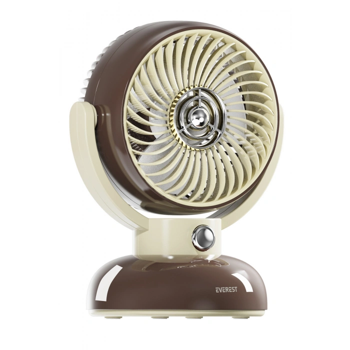 Everest EFN12 Kahve 1200mAh 3 Hız Kademe Led Işıklı Retro Masaüstü Usb Fan