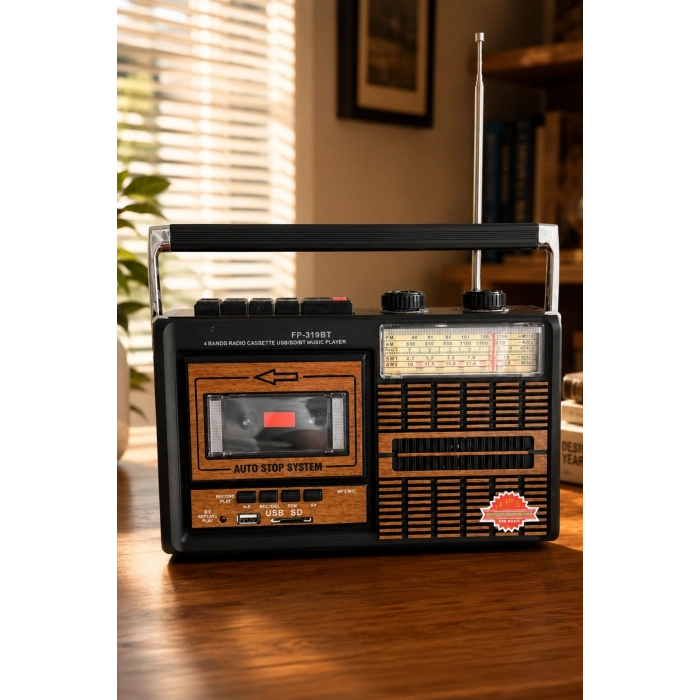 Fepe FP-319BT Elektrikli Nostaljik Kaset Çalar Radyo - Bluetooth, USB, SD Müzik Çalar