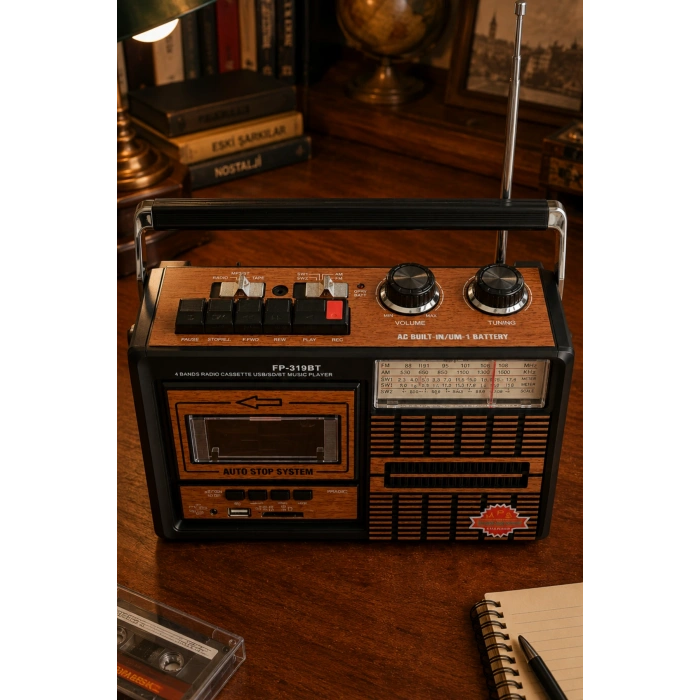 Fepe FP-319BT Elektrikli Nostaljik Kaset Çalar Radyo - Bluetooth, USB, SD Müzik Çalar