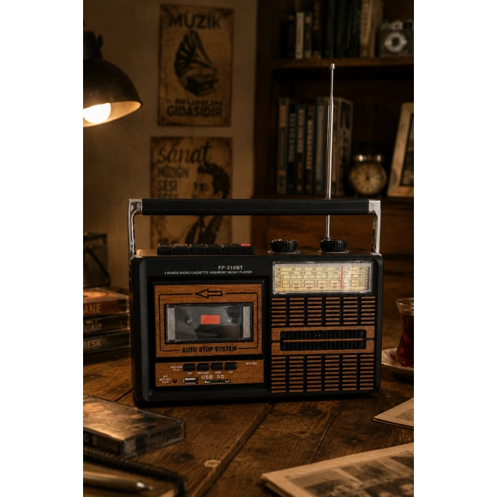 Fepe FP-319BT Elektrikli Nostaljik Kaset Çalar Radyo - Bluetooth, USB, SD Müzik Çalar
