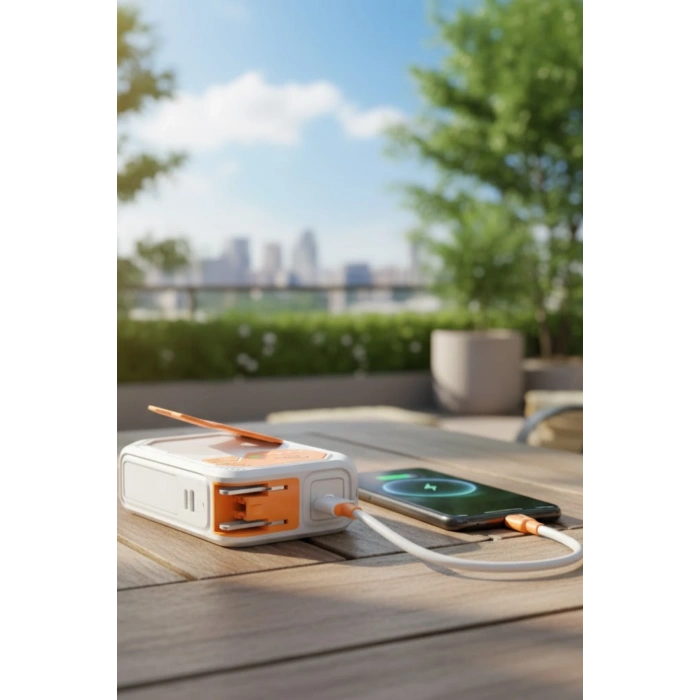 Fulltech FP18 10000 mAh 22.5W Powerbank  5in1 Kablosuz Şarj Fişli Priz Adaptörü ve Hızlı Şarj Desteği