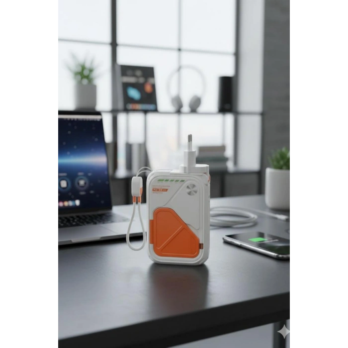 Fulltech FP18 10000 mAh 22.5W Powerbank  5in1 Kablosuz Şarj Fişli Priz Adaptörü ve Hızlı Şarj Desteği