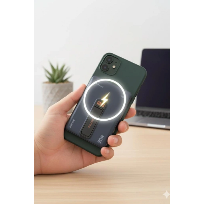 Fulltech FP38 5000 mAh 20W Kablosuz Powerbank MagSafe Uyumlu Dahili USB-C Kablolu