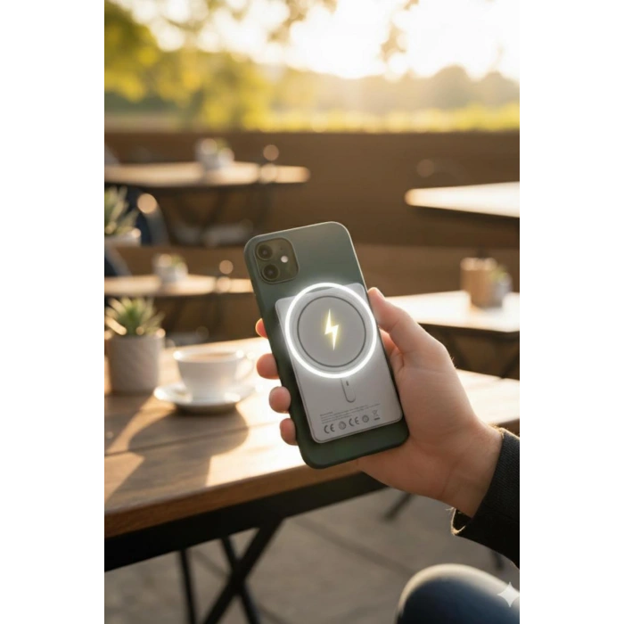 Fulltech FP38 5000 mAh 20W Kablosuz Powerbank MagSafe Uyumlu Dahili USB-C Kablolu