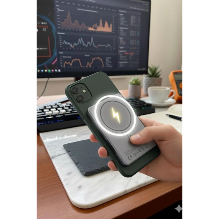 Fulltech FP38 5000 mAh 20W Kablosuz Powerbank MagSafe Uyumlu Dahili USB-C Kablolu