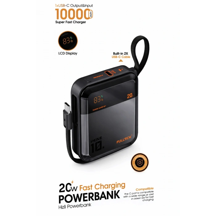 Fulltech FP41 Prime 10000 mAh 20W Hızlı Şarj Powerbank